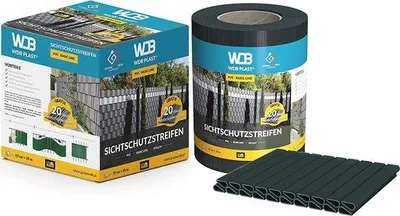 Zdjęcie produktu dla Listwy ochronne PVC do paneli ogrodzeniowych – 35 m x 19 cm, kolor antracyt RAL 7016, w zestawie 20 elementów mocujących (klipsów) – ochrona przed wiatrem i zapewniająca prywatność dla ogrodzenia