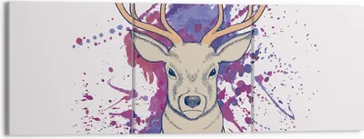 Produktbild von Bild auf Leinwand - Leinwandbild - Hirsch Abstraktion - 150x50cm - Wand Bild - Wanddeko - Leinwanddruck - Bilder - Kunstdruck - Wanddekoration - Leinwand bilder - Wandkunst - CA150x50-3691