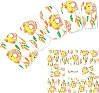 Produktbild von Tattoo Nail Art Traumfänger Feder Mond Aufkleber Nagel Sticker