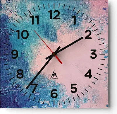 Produktbild von Wanduhr - Quadrat - Glasuhr - Abstraktion Rosa Blau - 30x30cm - Schleichendes Uhrwerk - Lautlos - zum Aufhängen bereit - Dekoration Modern - Wanddekoration aus Glas - C4AC30x30-4856