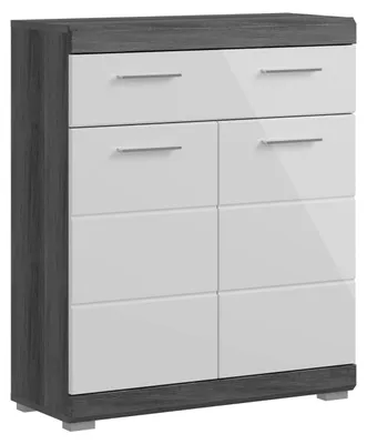 Produktbild von xonox.home - Standschrank breit Scout 74x88x31 cm in rauchsilber und weiß Hochgl