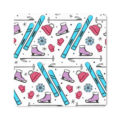 Produktbild von MuchoWow® Mauspad Mousepad Wintersport - Schnittmuster - Schlittschuhlaufen 20x20 cm - Mousepads - Maus Mat - Pad - Mausunterlage - Desk Mat - Bureauartikeln