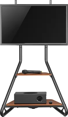 Produktbild von Maclean MC-455 Eck-TV-Ständer im Bauhaus-Stil, Freistehender TV-Halter mit Zwei Ebenen aus Holz, Belastbarkeit bis zu 10 kg, TV-Halterung bis zu 40 kg, 37-75'', Max. VESA 600x400, Max. Höhe 1460 mm