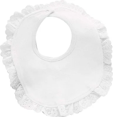 Obrázok produktu pre Detská zástera, bavlna, čipka, vodeodolná, pre batočiata, plienka na slintanie, okrúhly tvar, biela