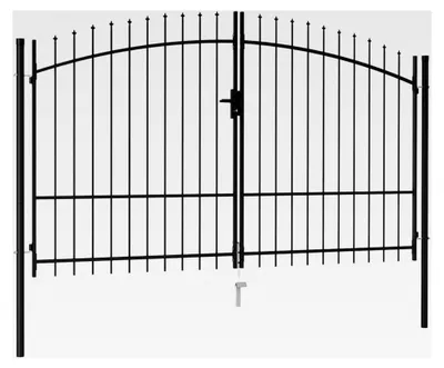 Produktbild von Rantry Doppelflügeltor mit Speerspitzen aus Stahl 3 x 1,75 m Schwarz