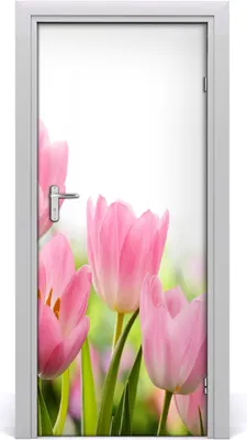 Produktbild von Tulup Türaufkleber 85x205 cm Dekorative Aufkleber Selbstklebend Wasserdichte Tapete Abnehmbar Schlafzimmer Wohnzimmer Wohnkultur - rosa Tulpen