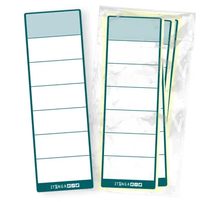 Produktbild von itenga 10x Ordneretikett Petrol Rückenetikett zum Aufkleben 6,0 x 19,0 cm aus Haftpapier