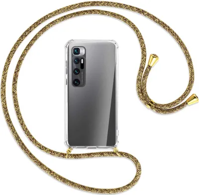 Produktbild von Handykette Backcover-Schutzhülle mit Band (Metall goldfarben) für Xiaomi Mi 10 Ultra - braun+beige