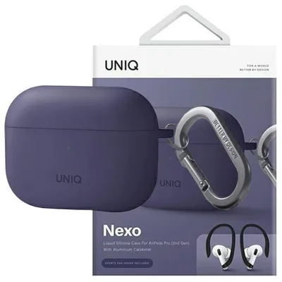 Produktbild von Uniq Etui Nexo Airpods Pro 2 Gen + Ohrhaken Silikon Purpurowy/Fig Lila