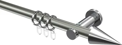 Produktbild von Interdeco Gardinenstange / Vorhangstange Edelstahl-Optik / Chrom, Typ Platon Savio (Kegel), 20 mm Ø 1-läufig, 120 cm