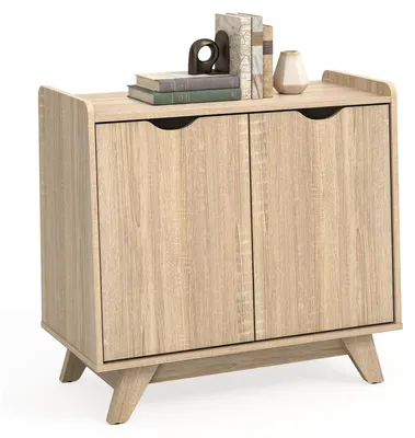 Produktbild von COSTWAY Aufbewahrungsschrank aus Holz mit 2 Türen, Sideboard mit Einlegeböden, Standschrank mit Kippsicherung, Beistellschrank für Esszimmer & Küche