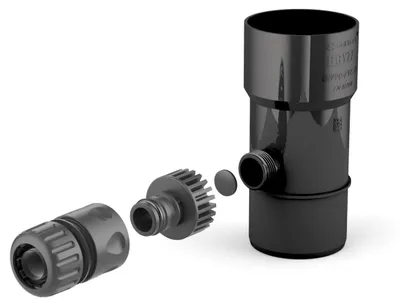 Image de BRYZA Collecteur d'eau de pluie Ø 90 mm avec filetage 1", noir RAL 9005