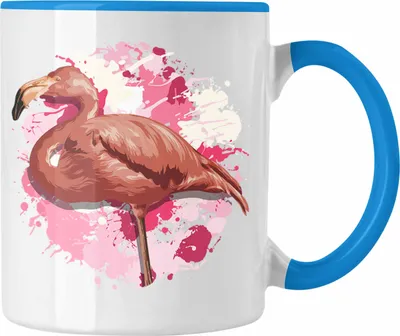 Produktbild von Trendation - Flamingo Tasse Geschenk Grafik Geschenkidee Tiere Frauen Lustige Grafik (Blau)