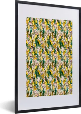 Produktbild von MuchoWow® MuchoWow® Gerahmtes Poster Blumen - Gelb - Collage 40x60 cm - Poster mit zchwarzem Bilderrahmen - Poster in Rahmen