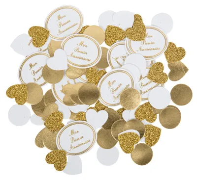 Produktbild von 100 Konfetti mein erster Geburtstag Weiß Gold Tischdeko - Einheitsgröße