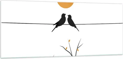 Produktbild von Bilder auf glas - Einteilig - Bild Vögel Sonne - 100x40cm - Glasbilder - Wandbilder - Bilder - zum Aufhängen bereit - Wanddekoration aus Glas - Glas Bilder - Wandbild auf Glas - GAB100x40-4772