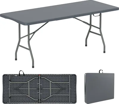 Zdjęcie produktu dla Składany stół kempingowy, 180x74 cm, blat HDPE, nogi metalowe