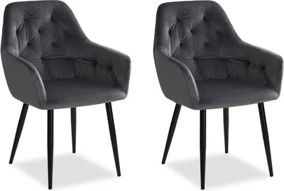 Image de Chaise Salle à Manger Lot de 2 Velours Gris Design Moderne Chaises de Cuisine Chaises pas Cher Fauteuils Rembourrée