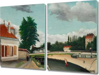 Produktbild von Coloray Herdabdeckplatte 2x40x52 cm Schneidebrett Kochplattenabdeckung Küchenbrett Hackbrett - Baum Stadtgebäude