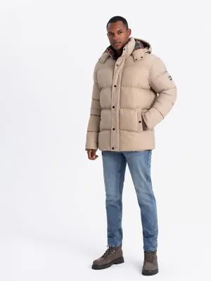 Obrázek produktu pro Ombre Clothing Pánská zimní bunda Jubair béžová XL
