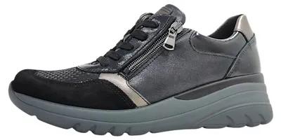 Image de Chaussures de sport pour femmes Waldläufer H-Carla, modèle à lacets, couleur noire, pour un usage quotidien