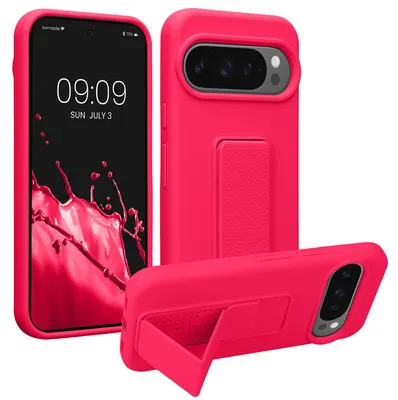 Produktbild von kwmobile Handyhülle für Google Pixel 10 / Pixel 10 Pro Hülle - TPU Silikon Case mit Fingerhalter und Stand - Schutzhülle Cover in Neon Pink