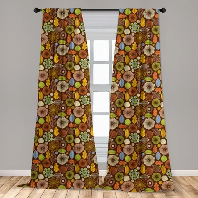 Obrázek produktu pro Abakuhaus, závěsy na okna, podzimní kolekce, barvy a květiny, sada se 2 kusy, rozměry 150 x 245 cm