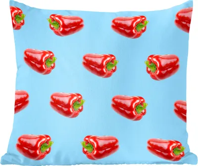 Produktbild von MuchoWow® Zierkissen Sofakissen Wohnzimmer Dekokissen 45x45 cm Paprika - Muster - Blau - Schlafpolster - Polster für das Sofa