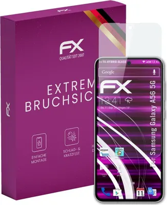 Produktbild von atFoliX FX-Hybrid-Glass Displayfolie kompatibel mit Samsung Galaxy A56 5G Glasfolie
