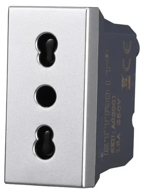 Immagine prodotto di ETTROIT AG2001 Presa Bipasso Bivalente 2P+T 10/16A Colore Grigio Compatibile Con Bticino Axolute