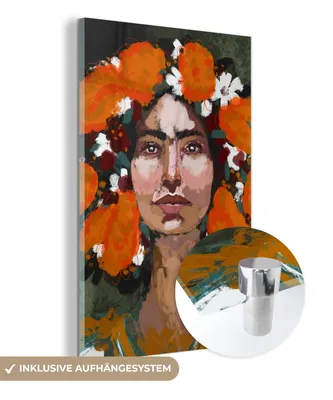 Obrázok produktu pre MuchoWow® Sklenené obrazy - Obrazy na stenu - Fotka na skle Abstrakt - Žena - Portrét - Obraz 40x60 cm Nástenná dekorácia zo skla - Akrylový sklenený obraz - Akrylové obrazy - Obraz - Obraz zo skla
