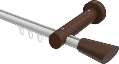 Produktbild von Interdeco Innenlaufstange / Gardinenstange mit Innenlauf Weiß / Nussbaum lackiert, Typ Talent Bero (Konus Schräge), 20 mm Ø 1-läufig, 520 cm