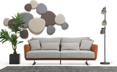 Immagine prodotto di Divano a due posti 2 posti in tessuto arancione design moderno soggiorno grigio
