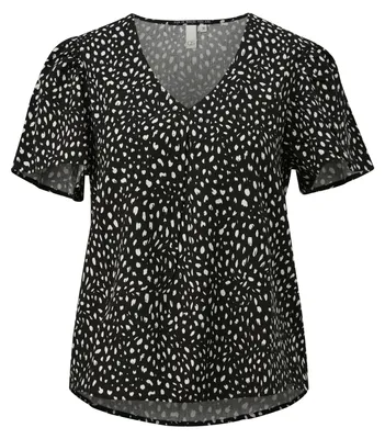 Produktbild von s.Oliver sommerliche luftig-leichte Viskose-Bluse mit Puffärmeln, V-Ausschnitt & All-over-Print