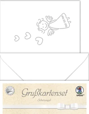 Produktbild von Doppelkarte A6 gelasert + Kuvert VE=5 Sets Schutzengel weiß