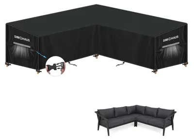 Immagine prodotto di Copertura per mobili da giardino a forma di V, adatta per divani da esterno, impermeabile, anti-UV, realizzata in tessuto Oxford 420D, dimensioni 255x255x90x80/60 cm