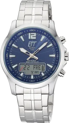 ETT Eco Tech Time EGA-11716-31M Funk-Solar Herrenuhr Professional Worldtimer Blau 1