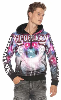 Produktbild von CL416 Herren Kapuzensweatshirt mit auffälligem Allover-Printdesign