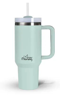 Produktbild von Any Morning Thermobecher 1200 ml (40,58 oz) Seegrün – Edelstahl doppelwandig, auslaufsicherer Deckel, 9h heiß & 12h kalt, BPAfrei, großer To-Go Becher