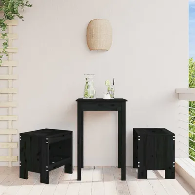 Produktbild von "im Angebot" Gartenhocker 2 Stk. - bis 150 kg - Schwarz 40x36x45 cm Massivholz Kiefer - Stapelsessel CC22166