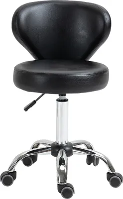 Produktbild von Salonhocker in Lederoptik, h?henverstellbar, bis 120 kg, Stahlgestell, Schwarz