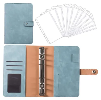Produktbild von Notizbuch-Ringbuch-Budgetplaner-Ringbuchdeckel mit 12 Ringbuchtaschen, persönlichem Bargeldbudget-Umschlagsystem, 6-Loch-Ringbuchmappe
