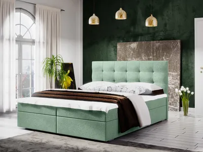 A bedroom scene featuring a bed.