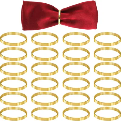 Produktbild von 24 Stück Metallserviettenringe Gold - elegante Serviettenhalter für Hochzeitsfeiern - goldene Serviettenringe für Dinner und Jubiläum