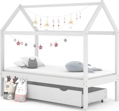 Obrázek produktu pro vidaXL Dětská postel se zásuvkou bílá masiv borovice 80x160 cm - Dětský rám postele - Dětské rámy postelí - Dětské postele - Dětská postel