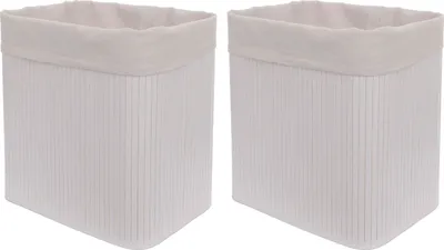 Produktbild von 2er-Set Aufbewahrungskorb MCW-C21, Korb Aufbewahrungsbox Ordnungsbox Sortierbox Regalkorb, Bambus 33x33x23cm weiß