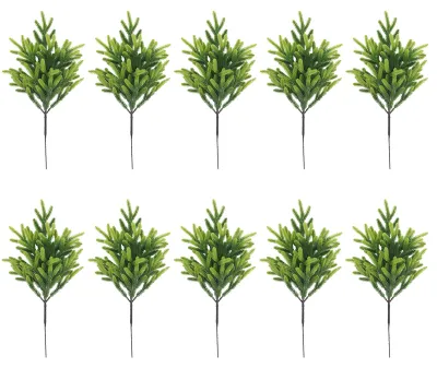 Produktbild von Künstliche Kiefernzweige, realistische Norfolk-Kiefernzweige, künstliches Grün, Kiefernnadeln, Zweige für DIY-Weihnachtskränze, Vasen, Dekoration für drinnen und draußen