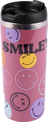 Produktbild von Smileyworld Coffee-To-Go Becher - Smiley Thermobecher Isolierbecher Kaffeebecher Pink 350 ml