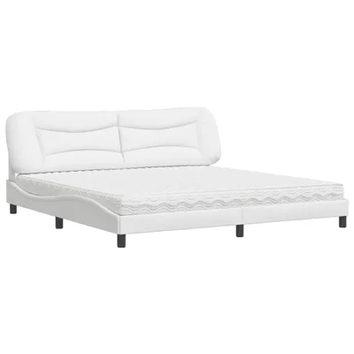 Image de vidaXL Lit avec matelas "Hvar" blanc 200x200 cm similicuir