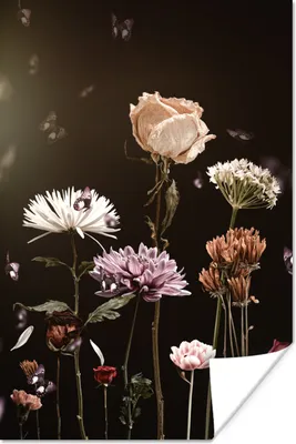Produktbild von MuchoWow® Poster Stillleben - Farben - Blumen 80x120 cm - Papierdruck